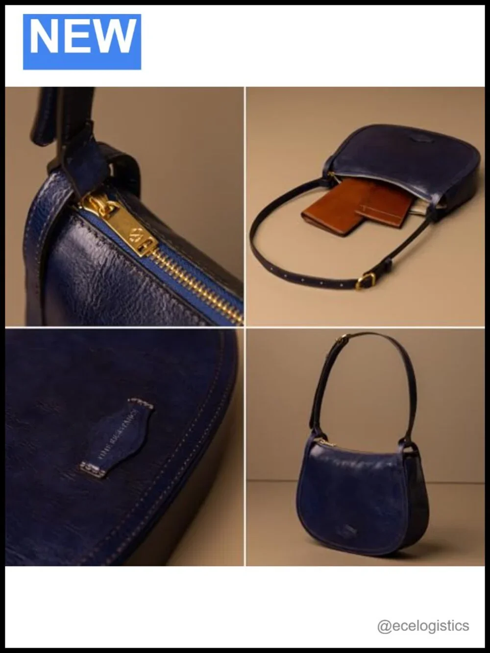 Italian Full-Grain Leather Hobo Bag Handmade Shoulder Purse